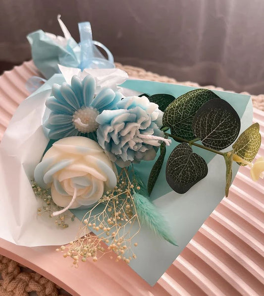Blue Mini Bouquet - Candle flower Bouquet