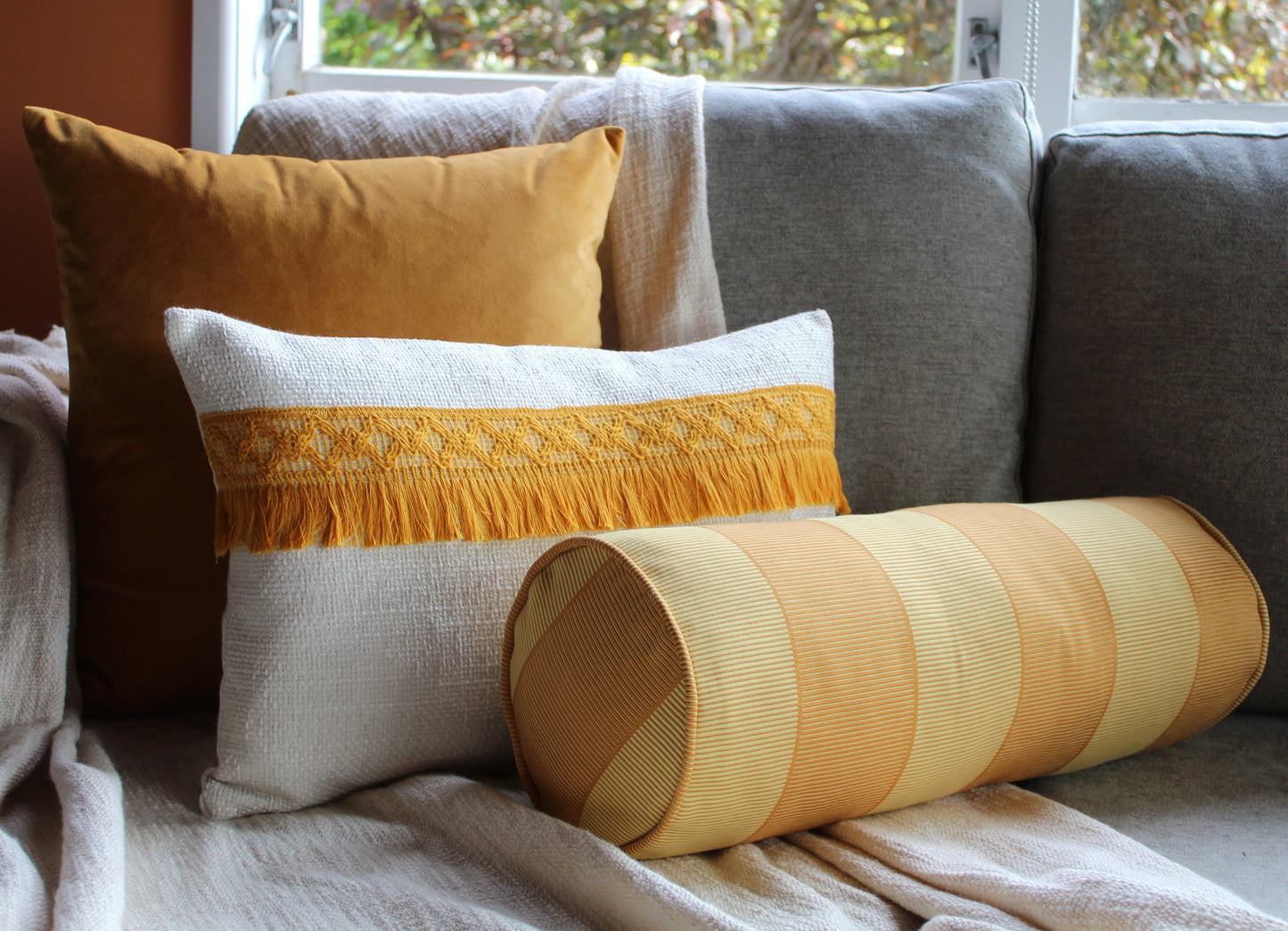 Mustard Bolster Set - Cushion Cover Set