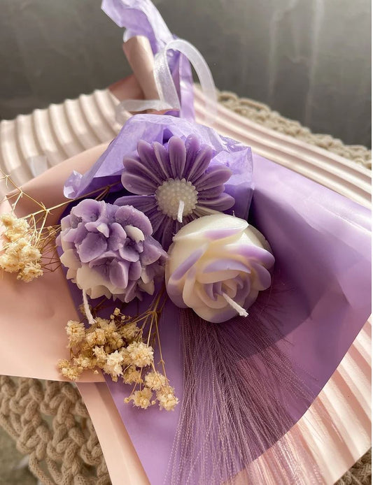 Purple Mini Bouquet - Candle flower Bouquet