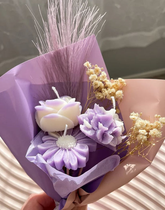 Purple Mini Bouquet - Candle flower Bouquet