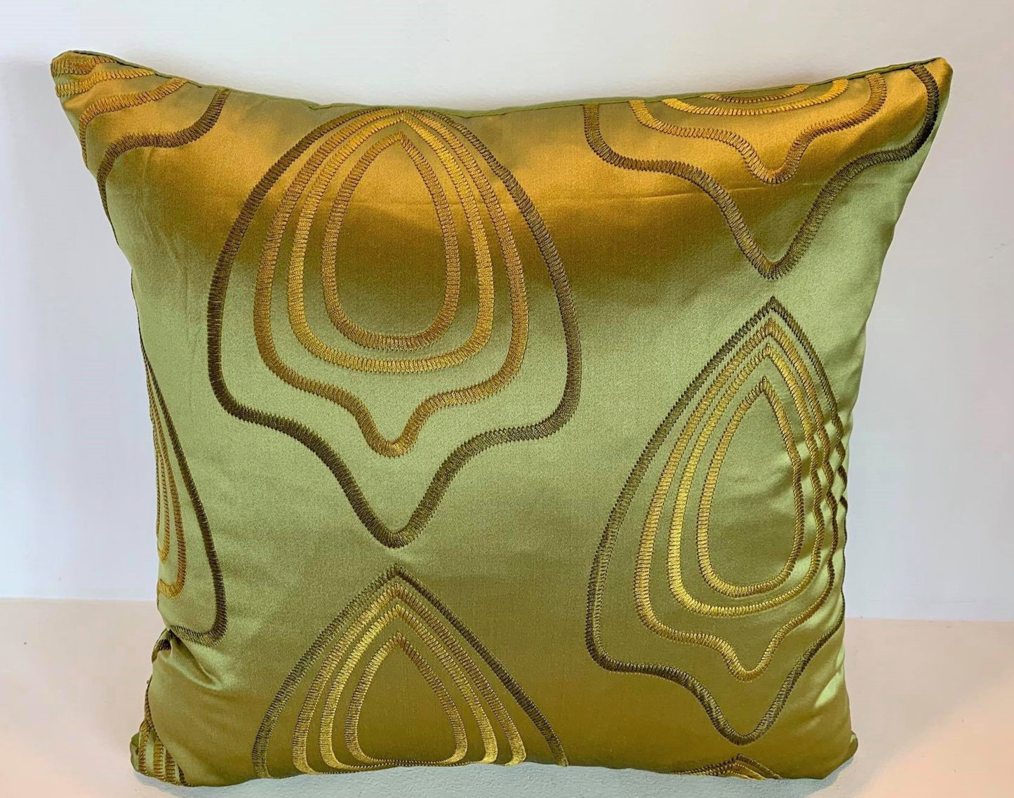 Green Embroidered - Cushion Cover - 42cm x 42cm