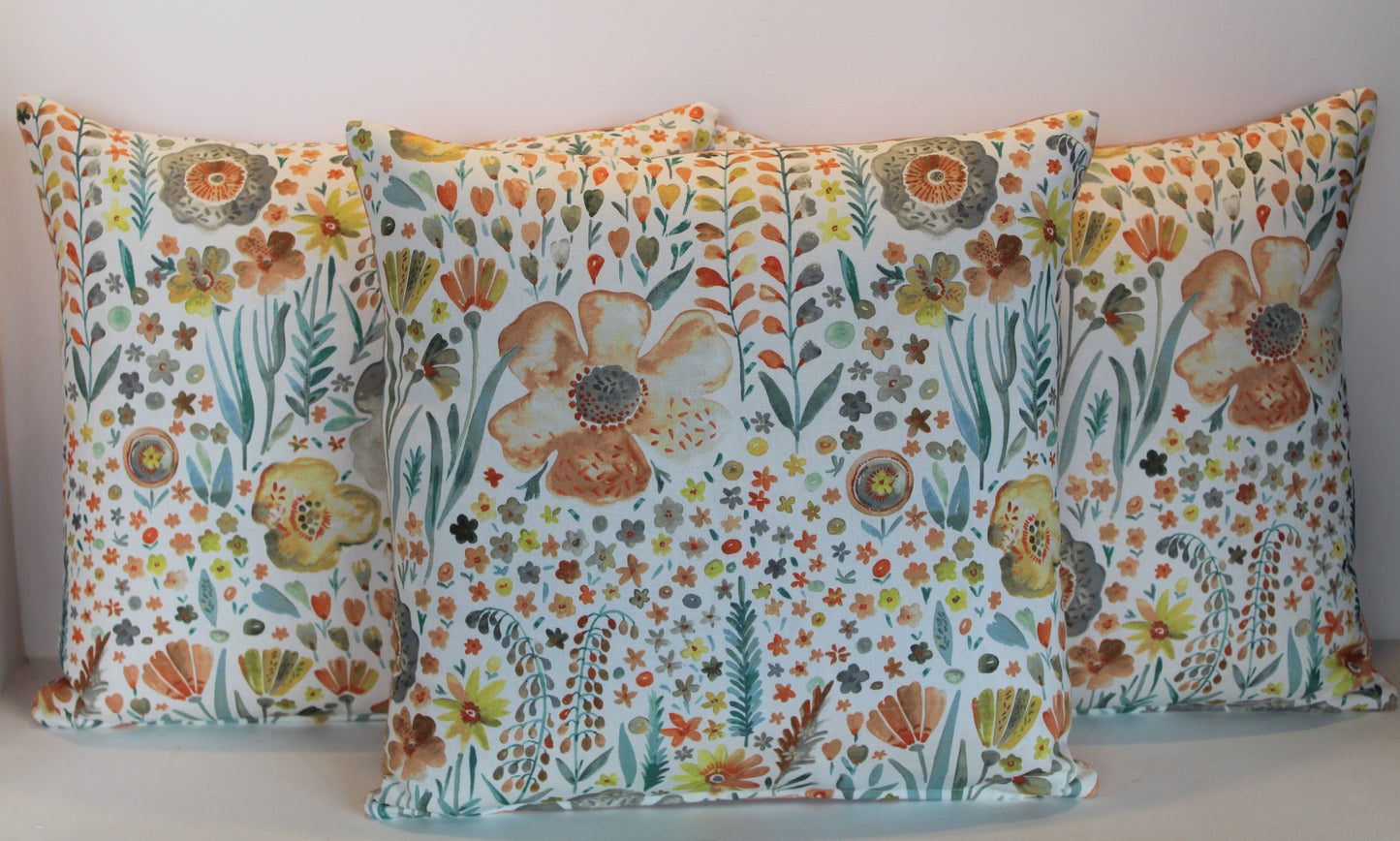 Summery Orange Flowers - Cushion Cover - 45cm x 45cm