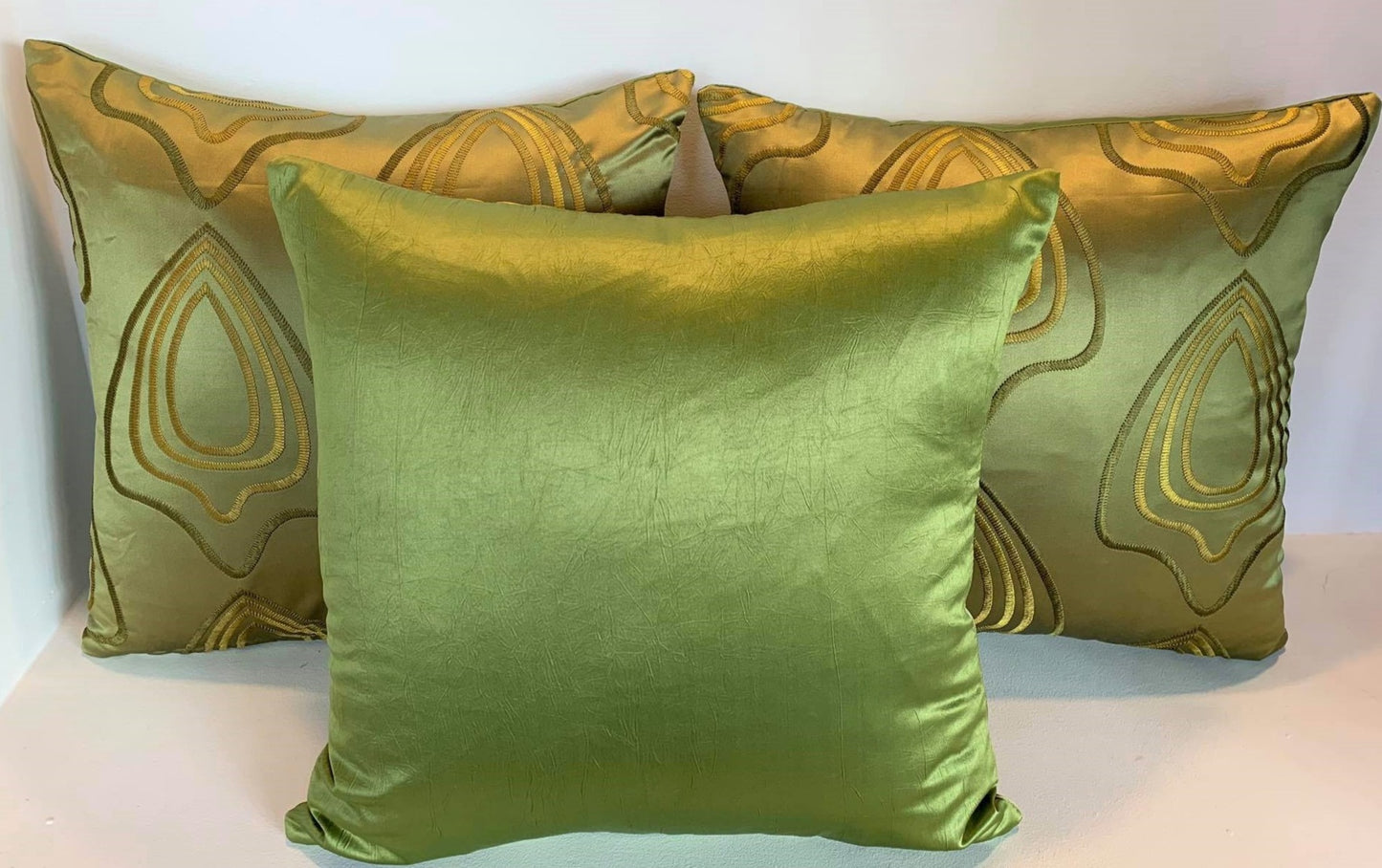 Green Embroidered - Cushion Cover - 42cm x 42cm