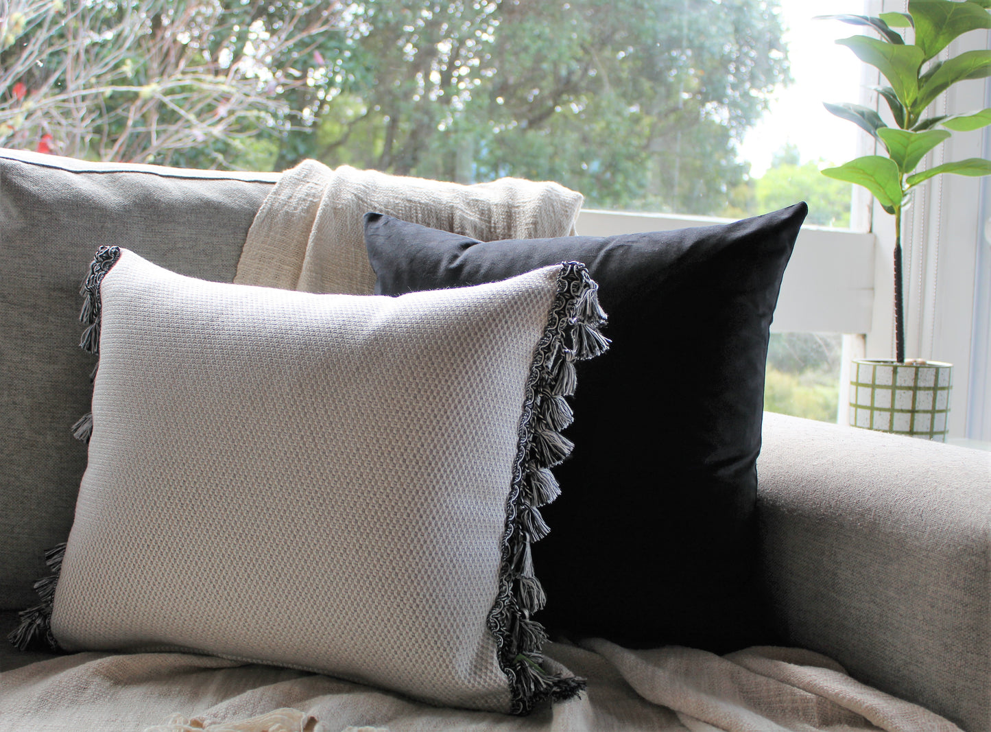 Black-Platinum Trim Set - Cushion Cover Set