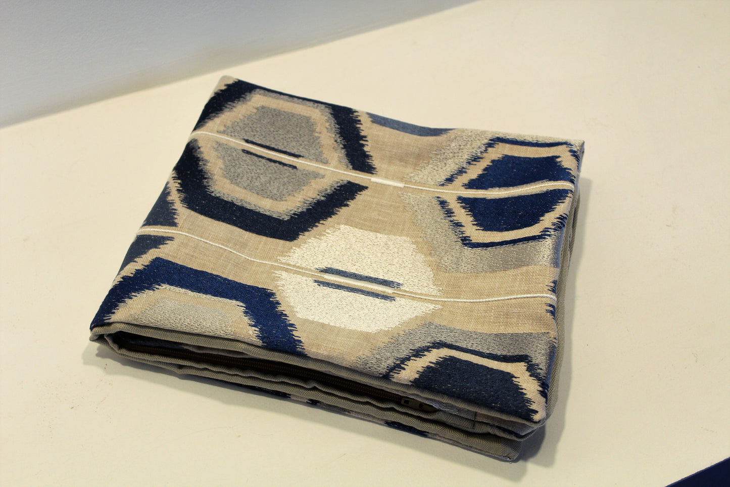 Cobalt Hexagon Embroidery - Cushion Cover - 48cm x 42cm