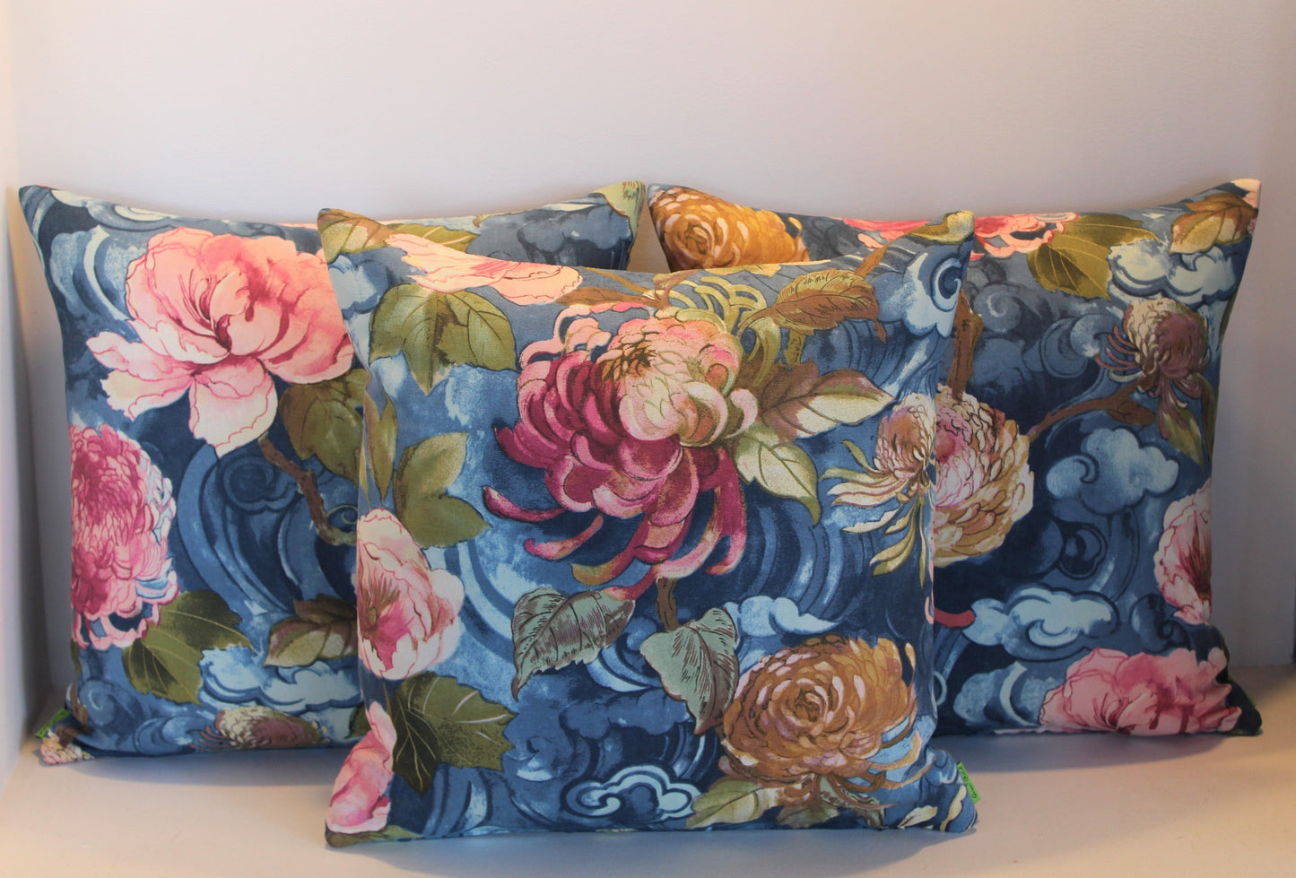 Peony Azul - Cushion Cover - 47cm x 47cm
