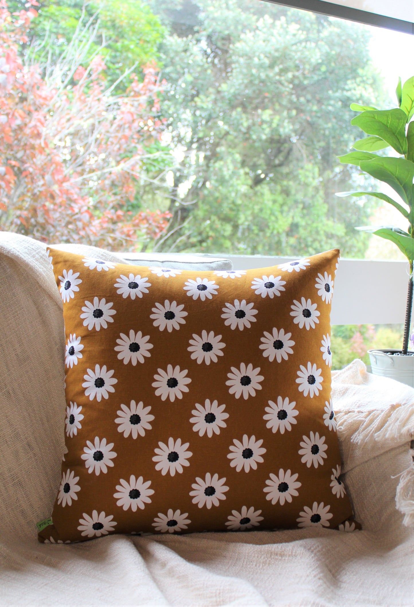Dark Mustard Daisy Set - Cushion Cover Set