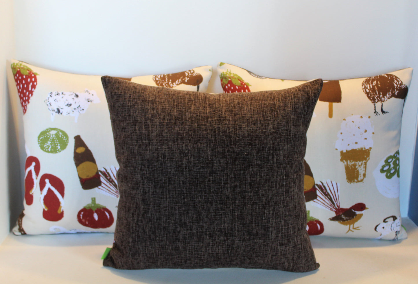 Kiwi Summer Creme & Red - Cushion Cover - 48cm x 45cm
