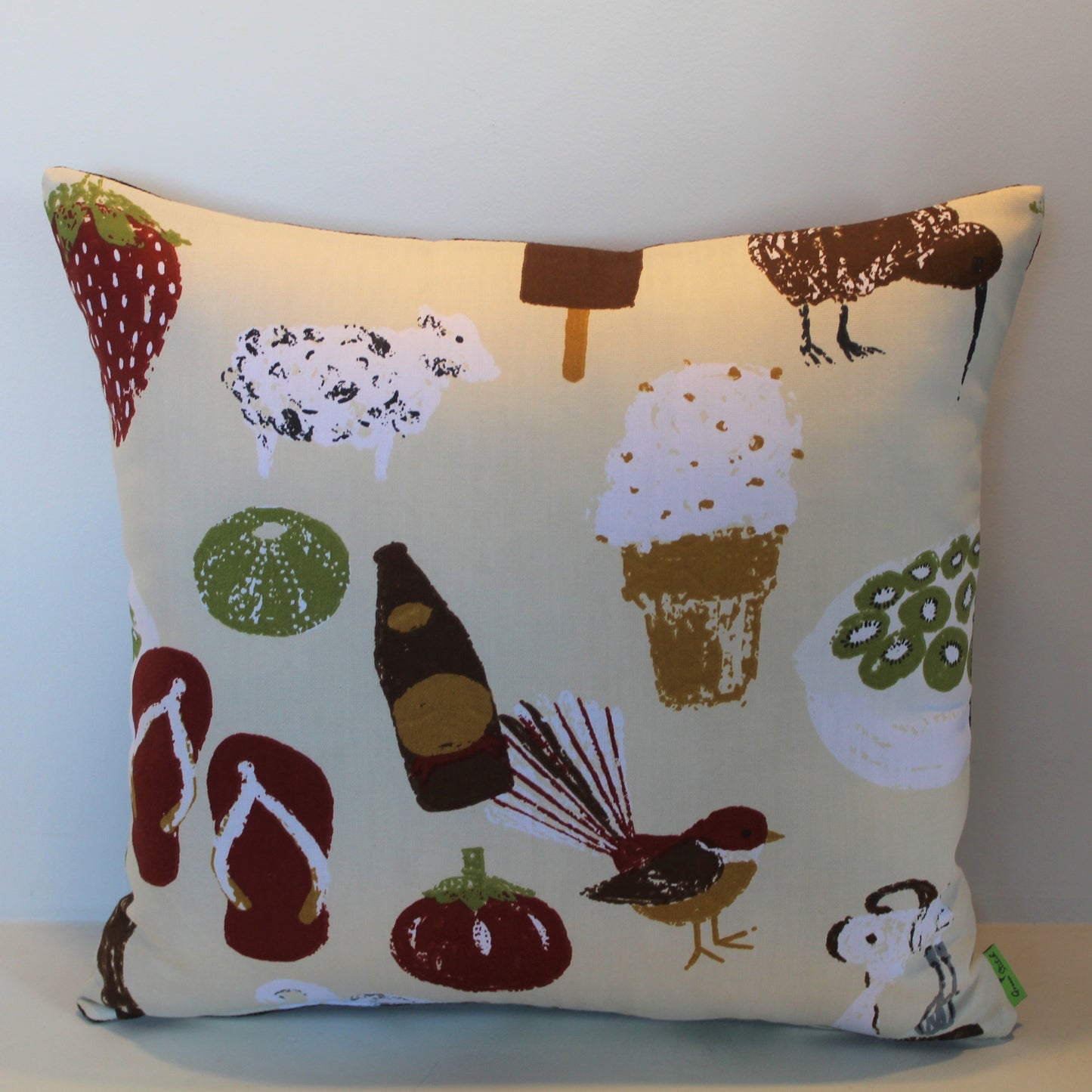 Kiwi Summer Creme & Red - Cushion Cover - 48cm x 45cm