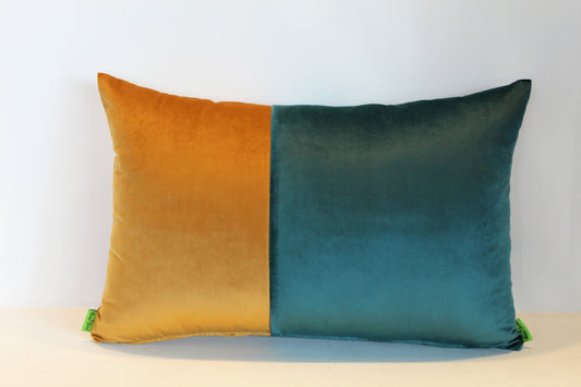 Mustard  & Deep Green Contrast - Cushion Cover - 55cm x 35cm