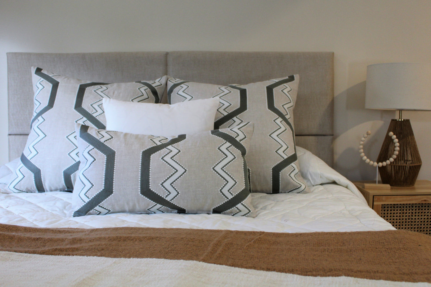 Juniper & Beige Geometric - Cushion Bed Set