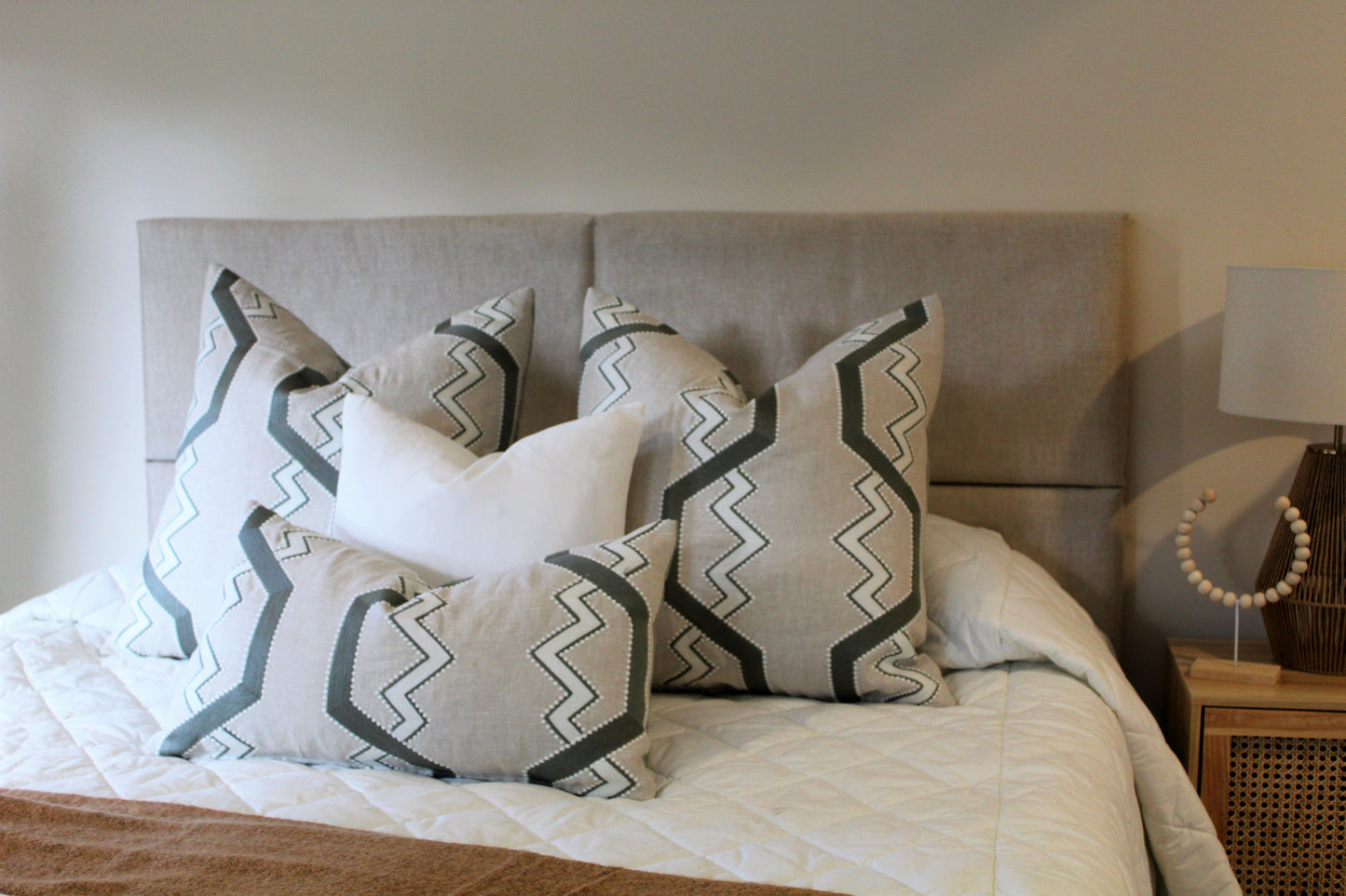 Juniper & Beige Geometric - Cushion Bed Set