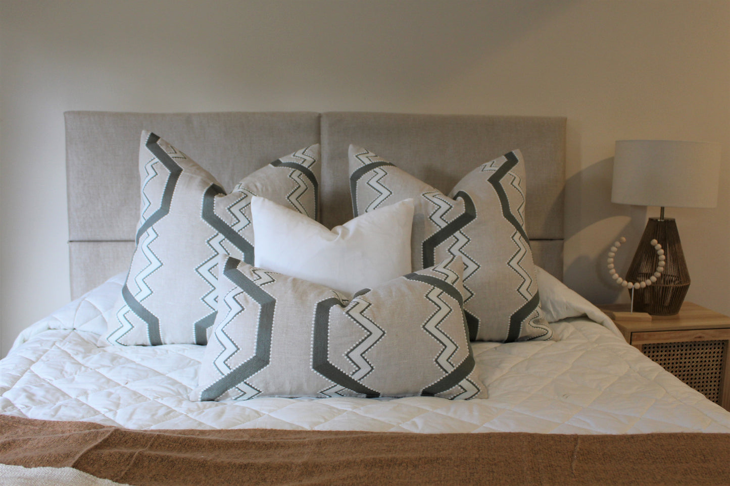 Juniper & Beige Geometric - Cushion Bed Set
