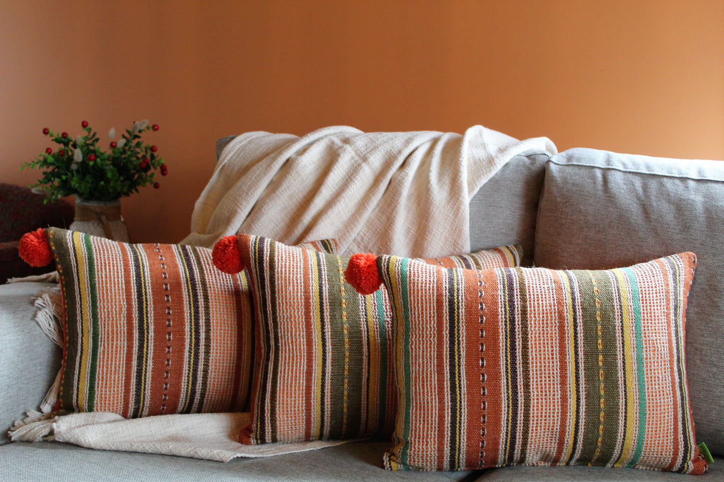 Orange Rustic Burlap - Cushion Cover - 45cm x 35cm