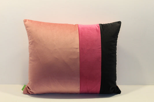 Set of 2 - Petal Pink, Bright Pink & Black Contrast - Cushion Covers - 50cm x 41cm