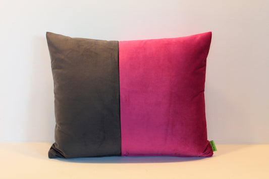 Set of 2 - Bright Pink & Charcoal Contrast - Cushion Covers - 46cm x 36cm