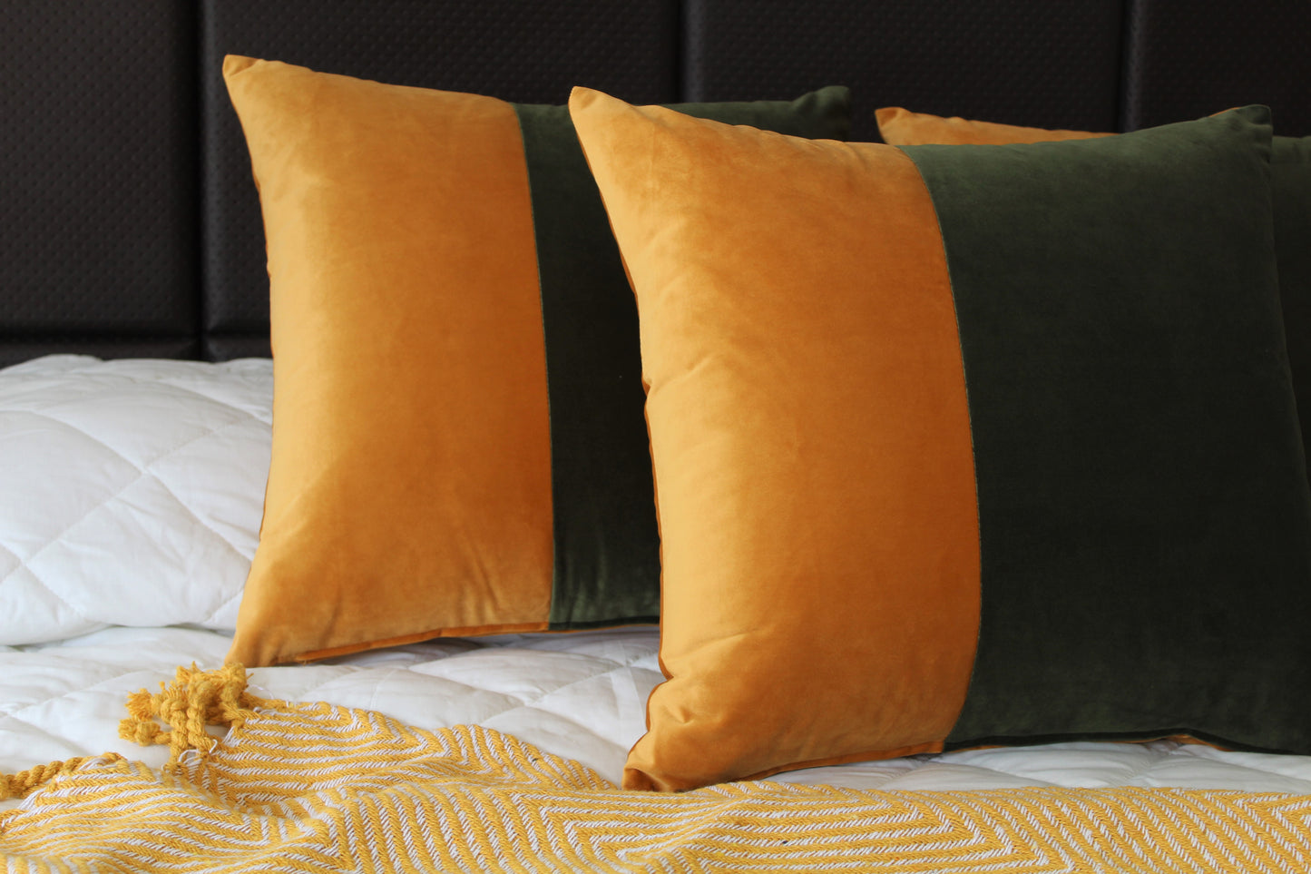 Mustard & Olive Contrast - Cushion Cover - 46cm x 46cm