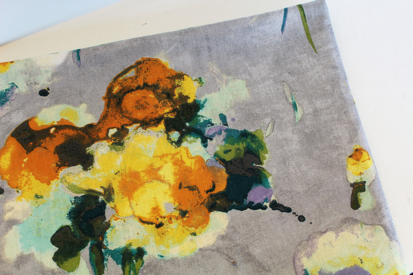 Grey & Yellow Abstract - Cushion Cover - 46cm x 46cm