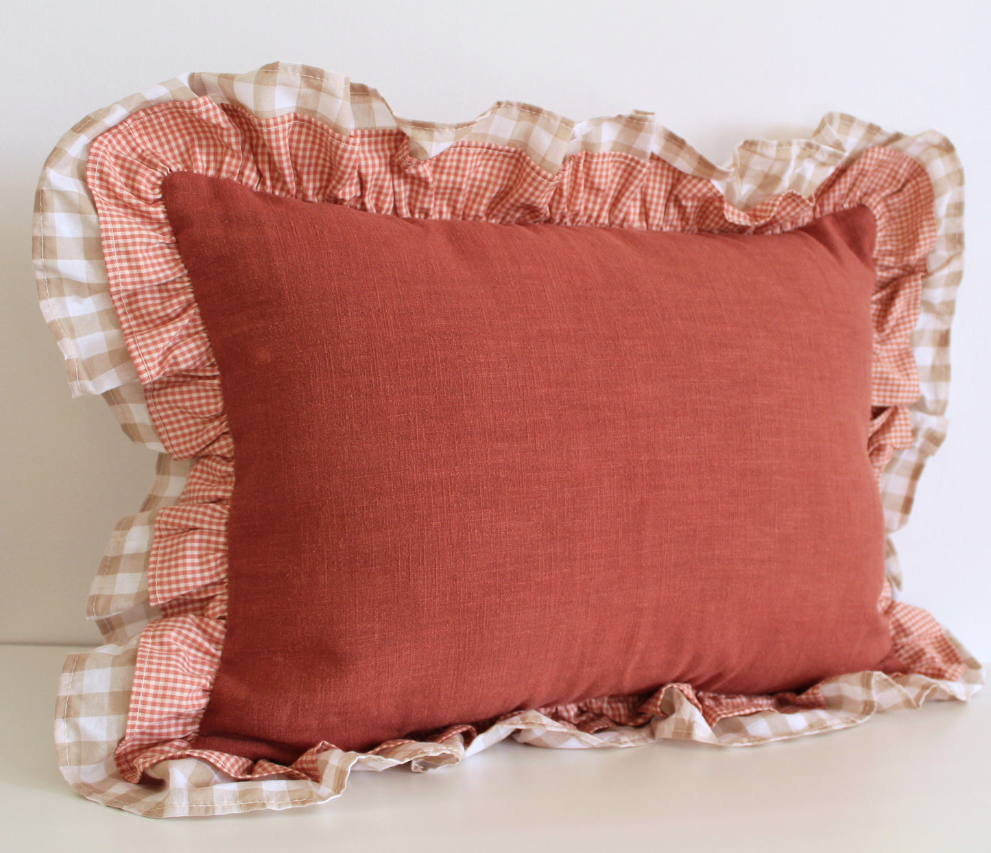 Cottage Clay Ruffle - Cushion Cover - 47cm x 33cm