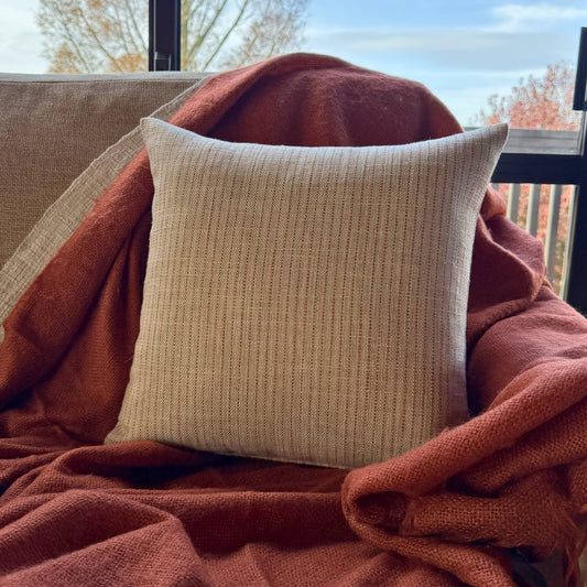 Terracotta Natural Stripe - Cushion Cover