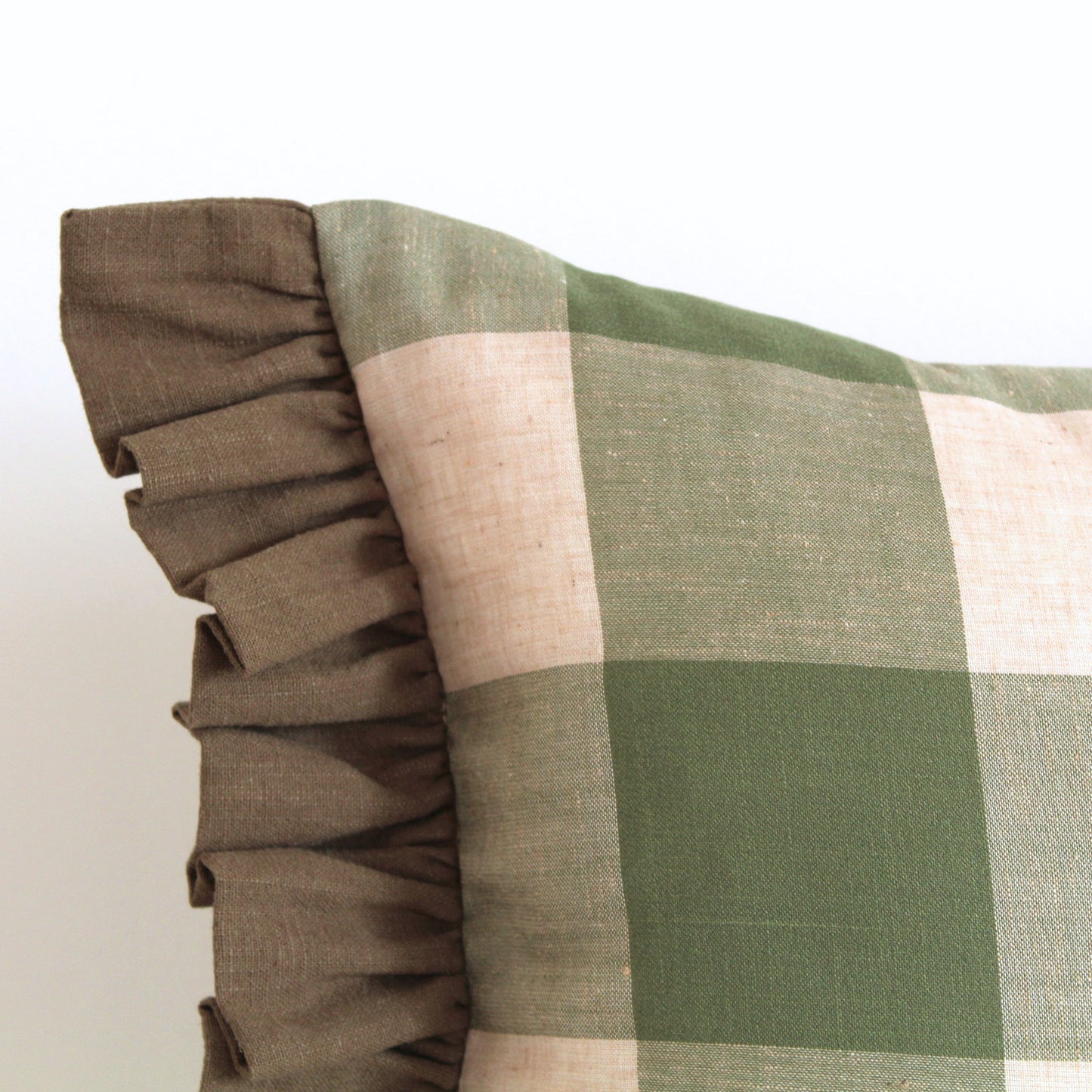 Olive Meadow Ruffles - Cushion Cover - 49cm x 34cm