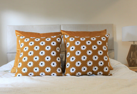 Dark Mustard Daisy Set - Cushion Bed Set