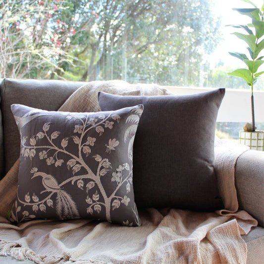 Graphite Bird Embroidery Set - Cushion Cover Set