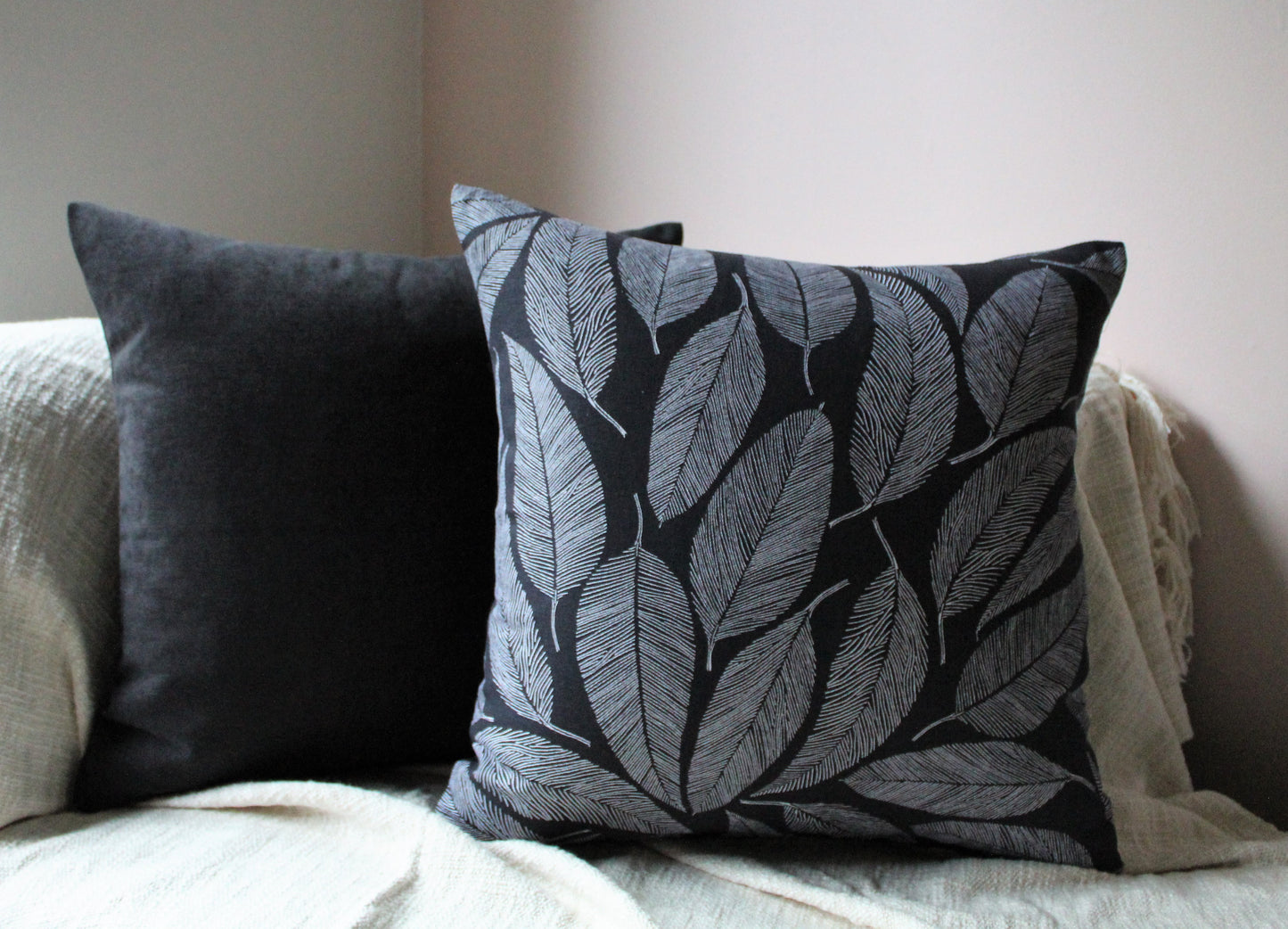Black Feather Set - Cushion Covers