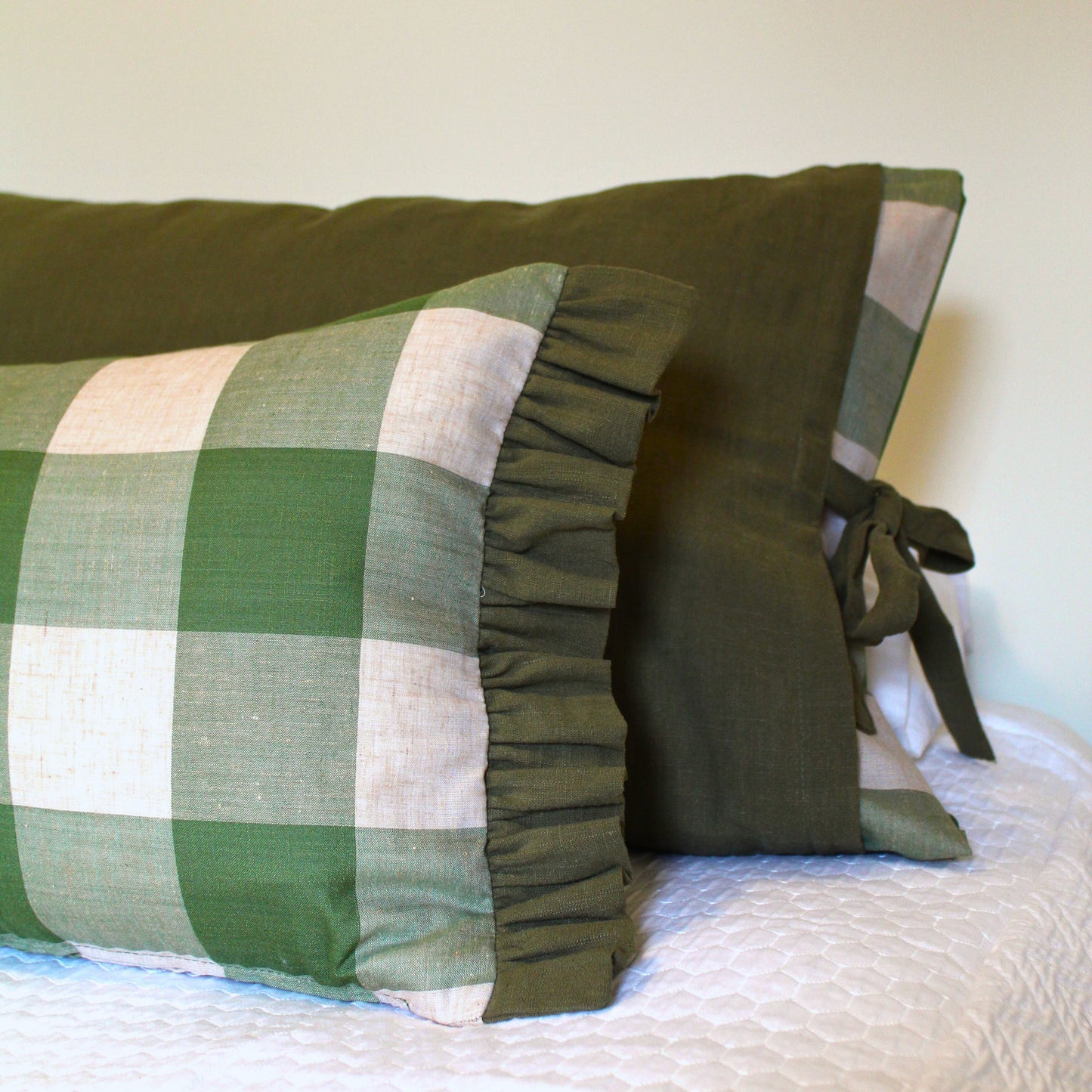 Olive Meadow Ruffles - Cushion Cover - 49cm x 34cm