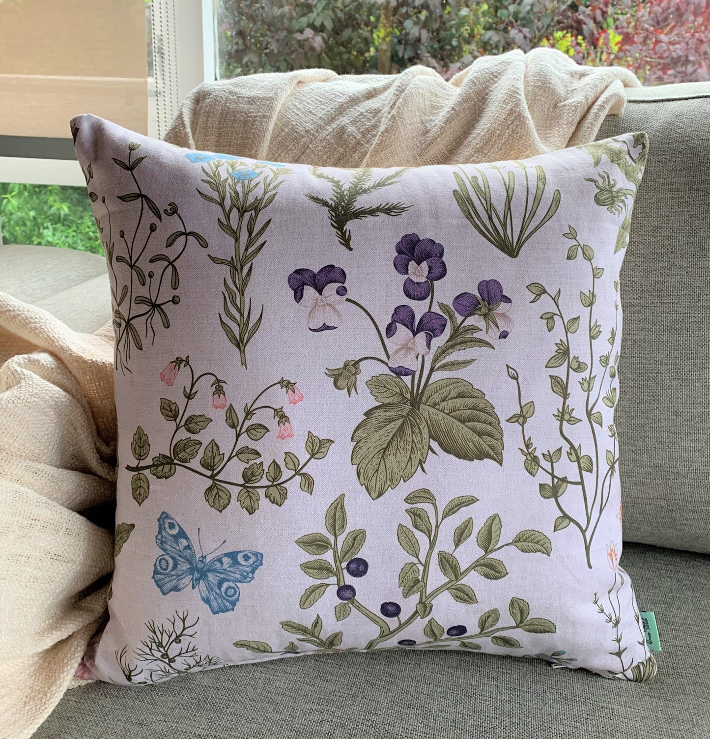 Plants & Butterflies - Cushion Cover - 45cm x 45cm