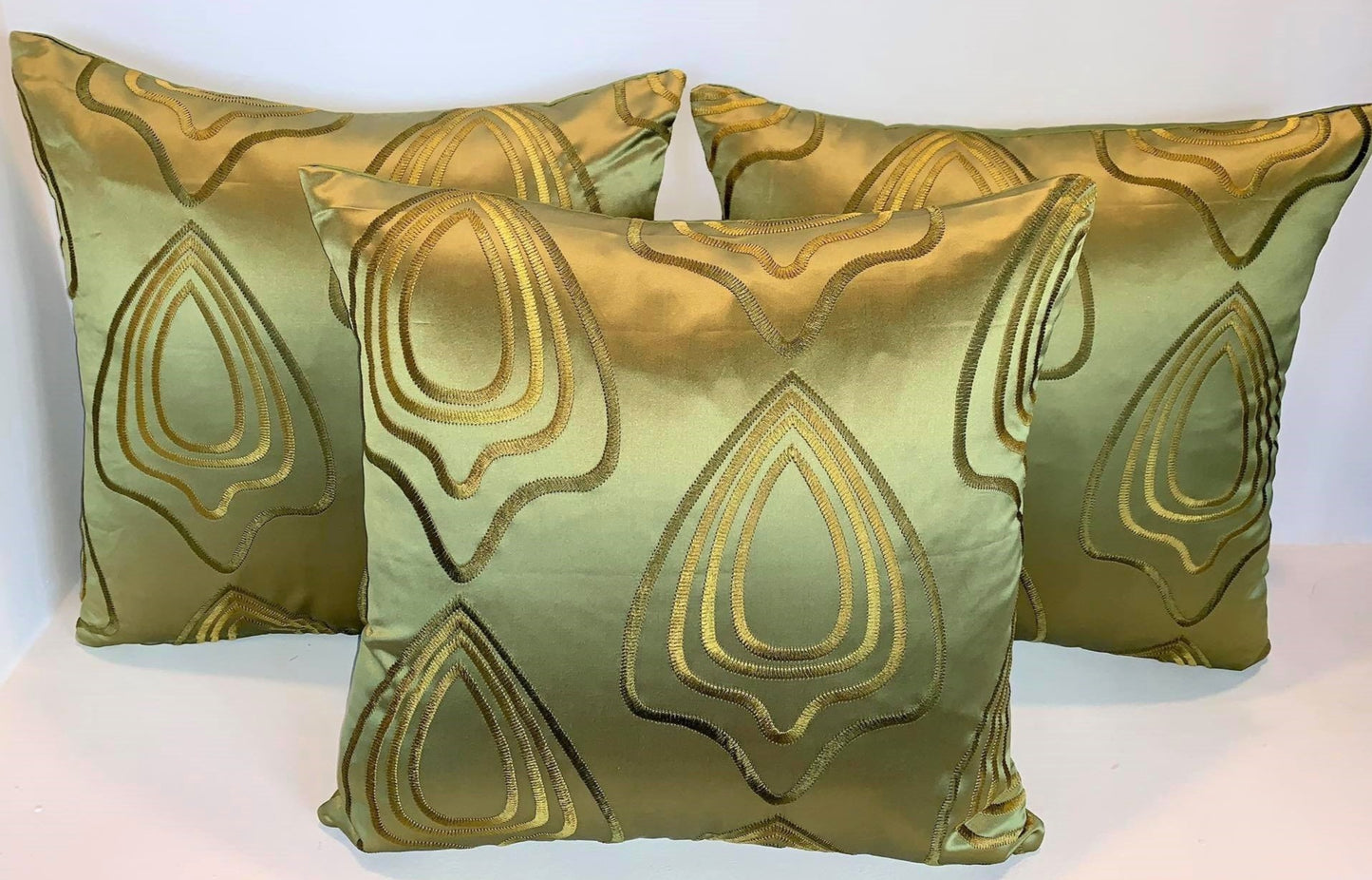 Green Embroidered - Cushion Cover - 42cm x 42cm