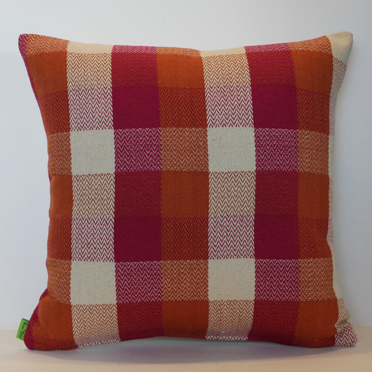 Orange/Pink Checkerboard - Cushion Cover - 47cm x 47cm