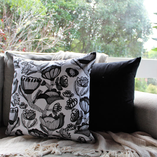 Monochrome Black & White Floral Set - Cushion Cover Set