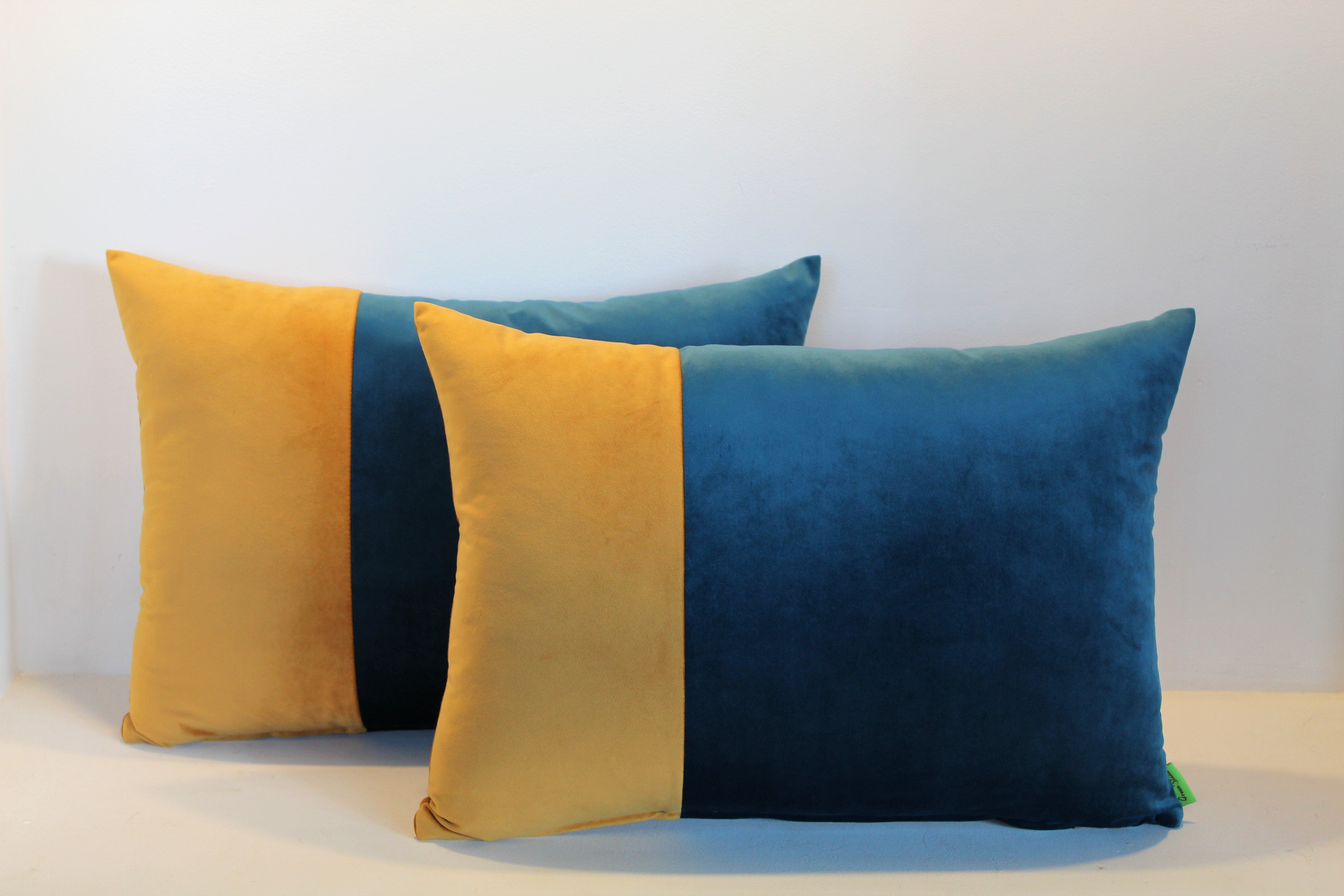 Mustard on sale navy cushion