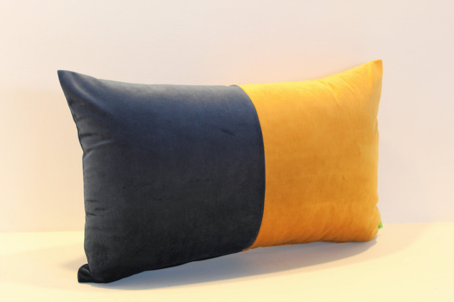 Blue & Mustard Contrast - Cushion Cover - 46cm x 29cm