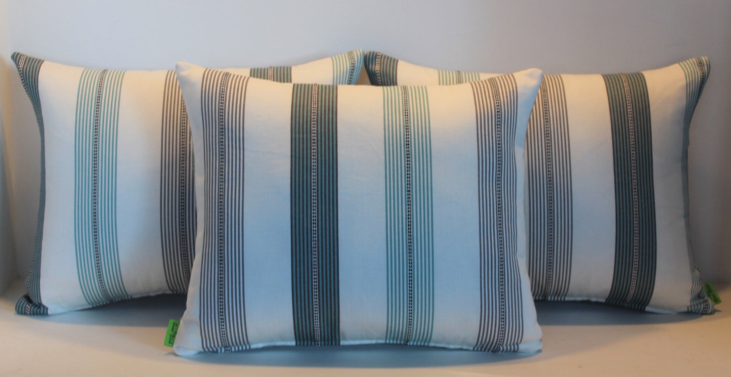 Hampton Blue/Grey Striped - Cushion Cover - 45cm x 35cm
