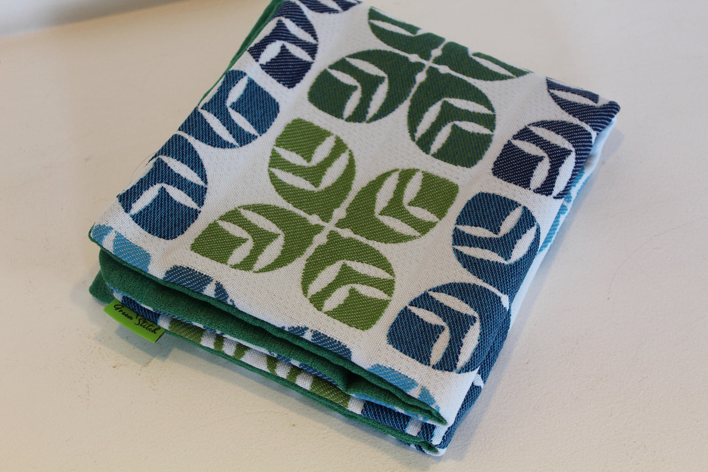 Green/Blue Floral symmetrical  - Cushion Cover - 45cm x 39cm