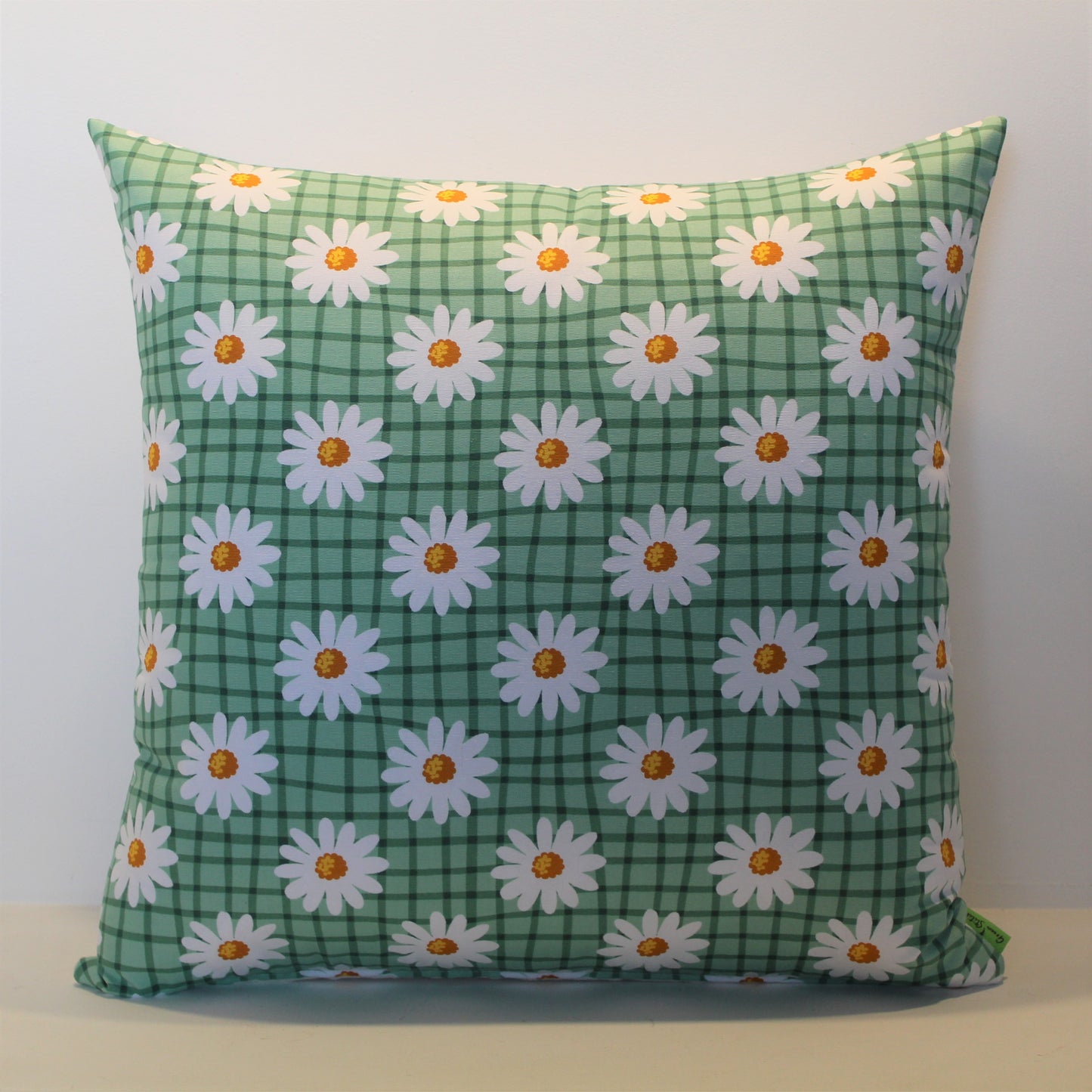 Green Daisy Check - Cushion Cover - 50cm x 50cm