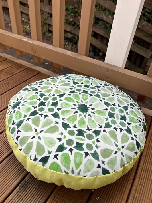 Green Mosaic - Round Floor Cushion