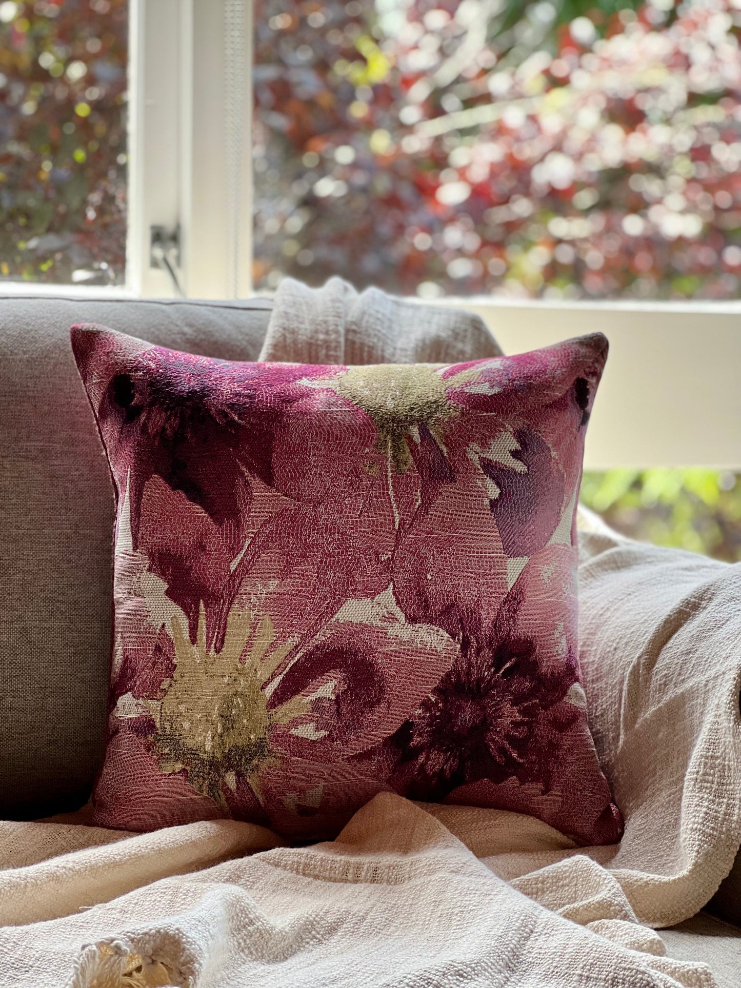 Orchard Purple Flowers  - Cushion Cover - 44cm x 44cm