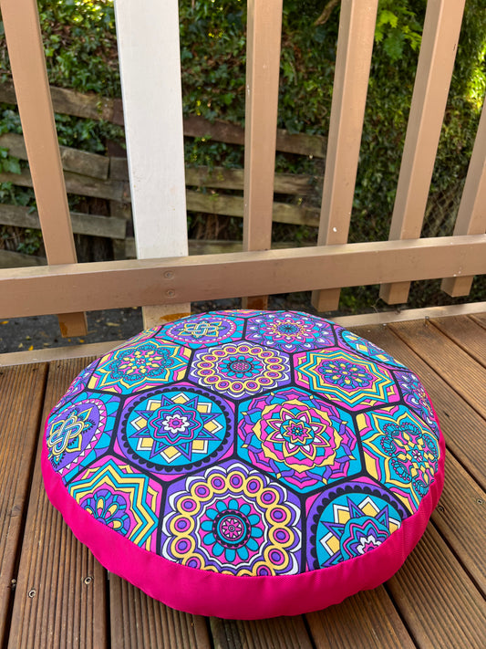 Pink Boho - Round Floor Cushion