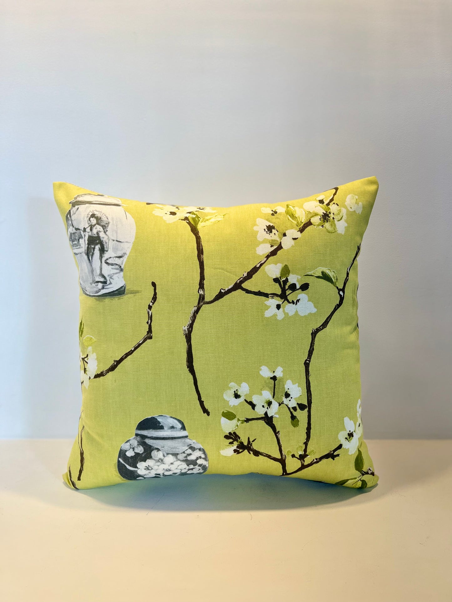 Plum Blossom lime - Cushion Cover - 45cm x 45cm