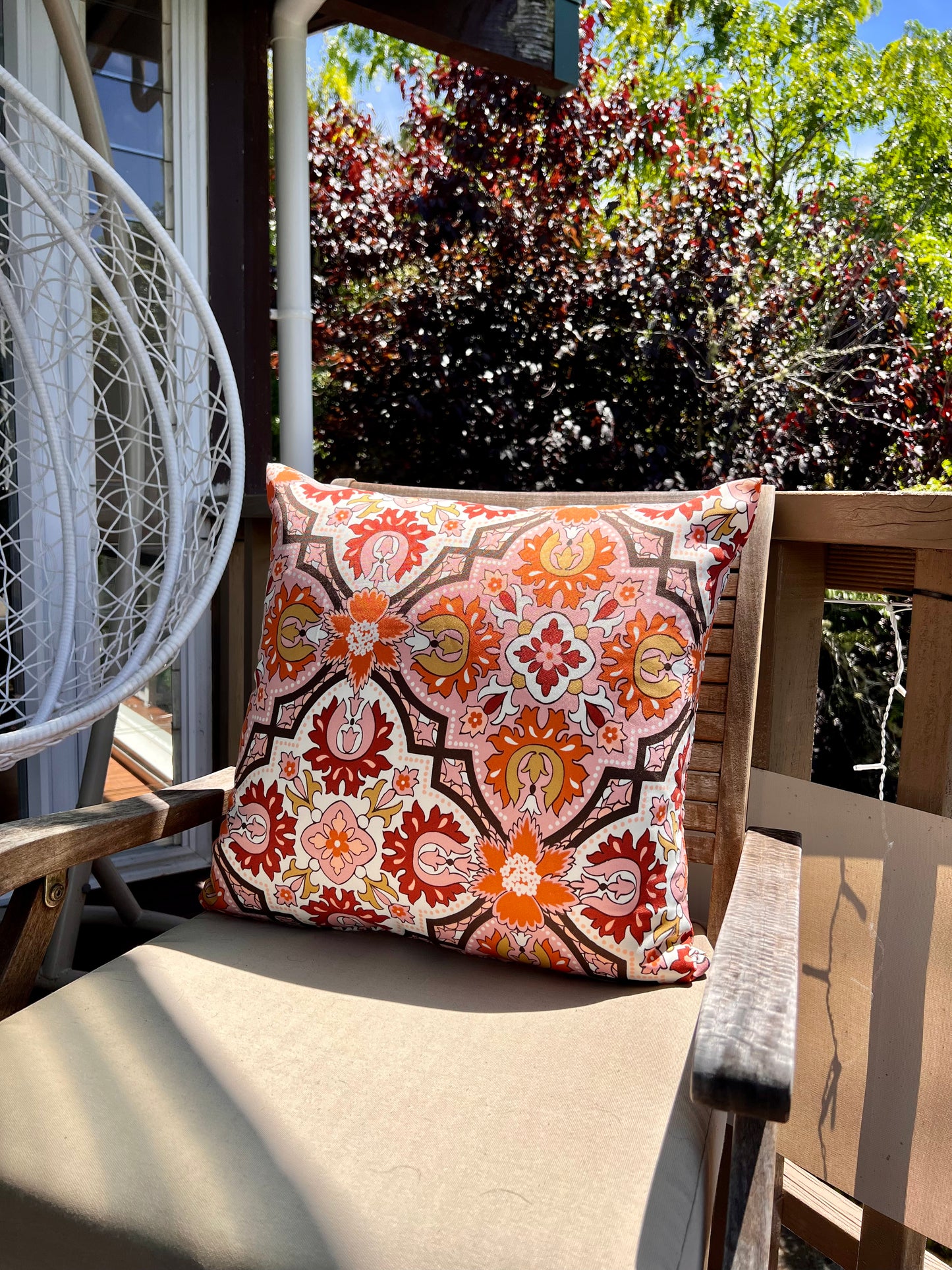 Pink/Orange Mykonos - Outdoor Cushion Cover - 45cm x 45cm