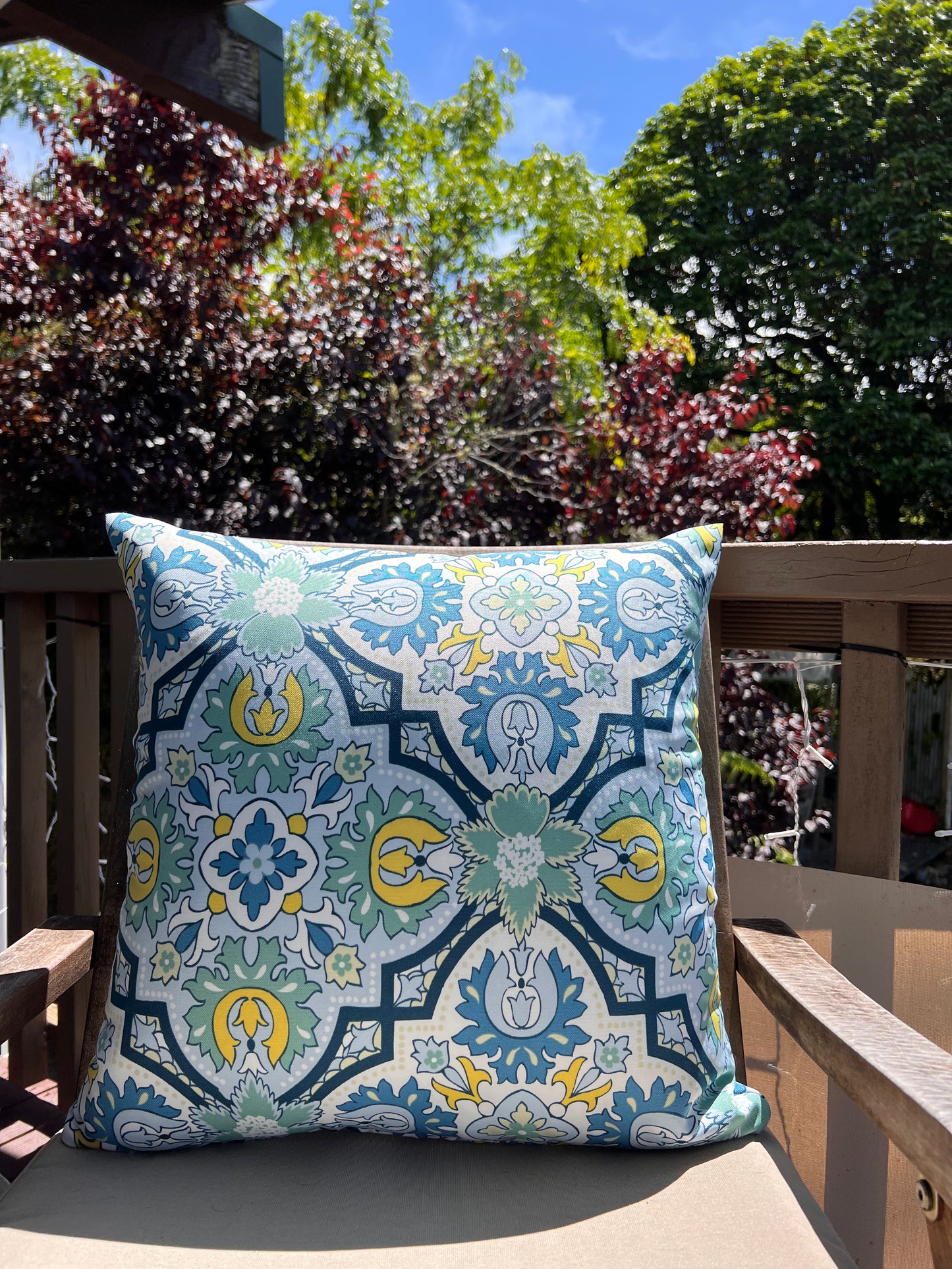 Blue/Yellow Mykonos - Outdoor Cushion Cover - 45cm x 45cm
