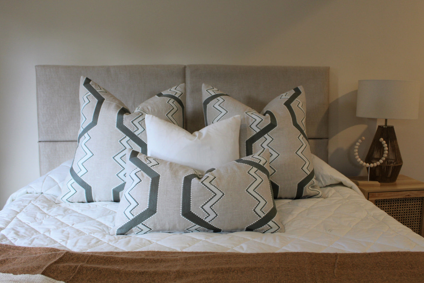 Juniper & Beige Geometric - Cushion Bed Set