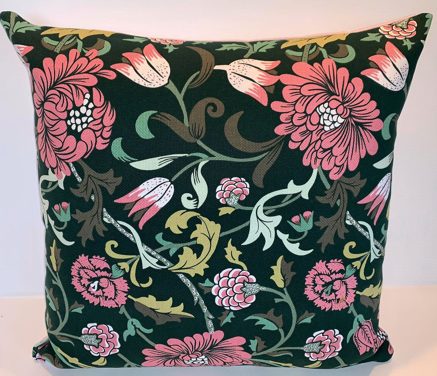 Pink / Green Floral - Cushion Cover - 47cm x 46cm
