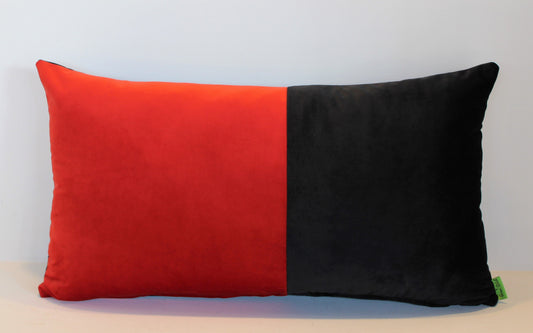 Set of 2 - Red & Black Contrast - Cushion Covers - 60cm x 35cm