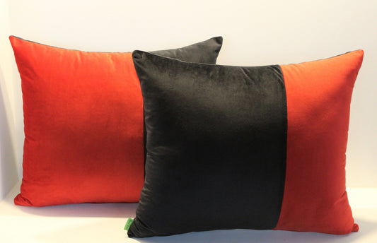 Set of 2 - Red & Black Contrast - Cushion Covers - 55cm x 48cm
