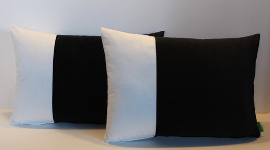 Set of 2 - Black & White Contrast - Cushion Covers - 46cm x 33cm